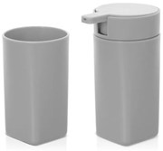 Set accessori bagno dispenser e portaspazzolini da appoggio grigio in abs Tender