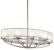 Lampadario Contemporaneo Saldana Metallo Peltro Classico Tessuto 8 Luci G9 3 Led