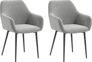 Set 2 Sedie Imbottite Stile Nordico 54x57x80 cm Tessuto Effetto Velluto Grigio Scuro...