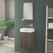 Mobiletto bagno sospeso 39 cm mini salvaspazio rovere scuro 1 anta Elys