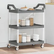 Carrello A 3 Ripiani Grigio 81x41x92 Cm İn Alluminio /
