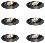 Set di 6 faretti da incasso moderni neri GU10 AR70 rotondi senza bordi - Oneon