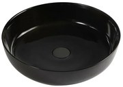Lavabo da appoggio tondo 38,5 cm nero lucido in ceramica Zelos