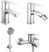 Set miscelatori lavabo bidet e vasca con kit doccia serie Juliette