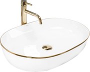 Lavabo da appoggio in ceramica Rea CLEO White Gold Edge