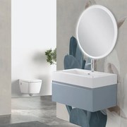 Mobile bagno sospeso 80 cm blu pastello con lavabo e specchio   Iside