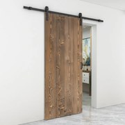Porta scorrevole reversibile Barn Wenge in alluminio marrone, L 86 x H 215 cm, con binario Country nero