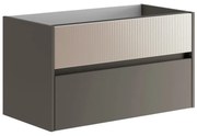 Mobile da bagno sospeso sotto lavabo L 89.5 x H 50 x P 45.5 cm grigio laccato opaco, 2 cassetti Niwa