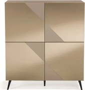 Madia credenza 4 ante in vetro specchio Bronzo e cassa Tortora ARTE 120 con 5 piedini