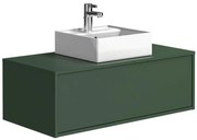 Mobile per bagno sospeso con lavabo singolo 94 cm Verde opaco - TEANA II