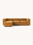Divano componibile 4 posti in velluto con poggiapiedi (sinistra/destra) Lena