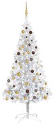 Albero di Natale Preilluminato con Palline Argento in PET, Albero di Natale Preilluminato con Palline Argento 210 cm PET II