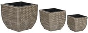 Set di vasi da fiori Home ESPRIT polipropilene Rattan 40 x 40 x 36 cm