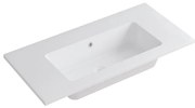 Lavabo integrale a incasso rettangolare L 90.5 x H 14 x P 46 cm in resina bianco lucido