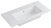 Lavabo integrale rettangolare L 90.5 x H 14 x P 46 cm in resina bianco lucido