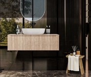 Mobile Bagno Teak 120x50 Amalfi Con Un Cassetto e Lavabo da appoggio in ceramica