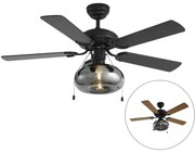 Ventilatore da soffitto nero 107,5 cm con interruttore a tirante - Mistral Busa