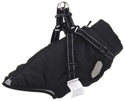 Cappotto cani con imbracatura impermeabile riflettente nero xl