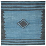 Kilim Tappeto 100x100 Blu (Iran) Tessuto A Mano