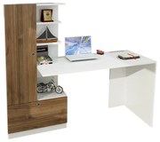 Scrivania bianca con libreria in legno di noce Domingos - Furny Home