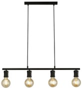 Lampadario Industrial-Nordico Danza Acciaio Nero 4 Luci E27