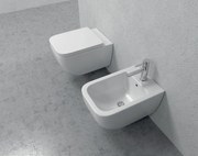 Coppia sanitari sospesi vaso e bidet con Sedile a Chiusura Rallentata Bianco Legend