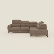 Arcos Divano angolare - piedini alti e poggiatesta reclinabili in microfibra impermeabile T11 marrone