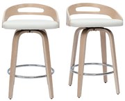 Sgabelli da bar design legno chiaro e poliuretano bianco 65 cm (set di 2) MANO