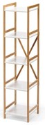 Scaffale stretto bianco a cinque livelli con struttura in bambù Lora - Bonami Essentials