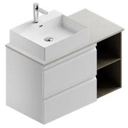 Mobile da bagno sospeso sotto lavabo L 90 x H 56 x P 46 cm bianco laccato opaco, 2 cassetti VISOBATH Pull
