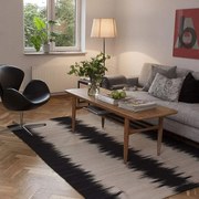 Tappeto Kilim ikat orientale in lana nero e beige, L 230 x L 160 cm