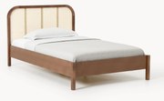 Letto singolo in legno con testiera in vimini Jones
