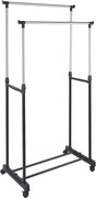 Stand Appendiabiti Doppio con Ruote Stender Regolabile in Altezza 80x40x160cm...