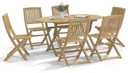 Set Da Pranzo Da Giardino 7 Pz İn Legno Massello Di Acacia /