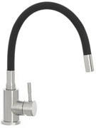 Miscelatore cucina spazzolato in acciaio inox con canna orientabile in silicone