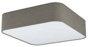 Plafoniera Contemporanea Pasteri Square 5 Luci Acciaio Bianco Diffusore Tortora