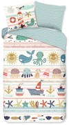 Set copripiumino e federa da bambini in cotone per letto singolo ed esteso 140x220 cm Sea – Good Morning