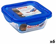 Porta pranzo Ermetico Pyrex Cook  Go 16,7 x 16,7 x 7 cm Azzurro 850 ml Vetro (6 Unità)