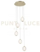 Pendente allure 5lt multi-drop - ottone satinato e acrilico traspar...