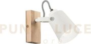 Applique a parete eda bianca e legno 1 luce attacco e14 15,9x12,3x1...
