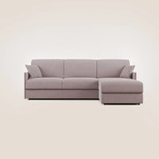 Evans Divano letto angolare con penisola in morbido tessuto impermeabile T02 rosa