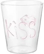 Bicchiere decoro Kiss in vetro borosilicato, 380 ml