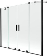 Mexen Velar Duo paratia da vasca da bagno a 2 ali scorrevoli 170 x 150 cm, trasparente, nero - 896-170-000-02-70