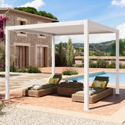 PRIMEYARD Pergola 3x3m, tetto lamellare, bianco - (400105)