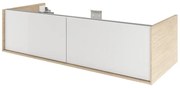Mobile da bagno sotto lavabo SENSEA Neo Frame bianco e rovere laccato lucido L 120 x H 32 x P 48 cm 2 cassetti, lavabo non incluso