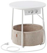 Tavolino con prese elettriche integrate e porte USB NOIRA beige/bianco