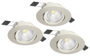 Faretto Ad Incasso Moderno Saliceto In Alluminio Nichel Satinato 3 Luci Led 6W