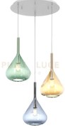 Sospensione bianco 3 luci tonda vetri am + ve + bl 1177bi-s3 t-mc