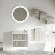 Mobile Bagno Sospeso 60 Cm Due Cassetti Specchio Con Illuminazione Led Savini Due "Portofino" Grigio Antico