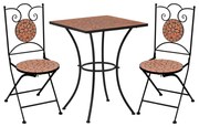 Set Bistrò 3 Pz Con Mosaico İn Ceramica Terracotta /